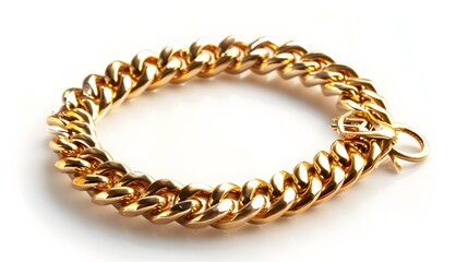 Obraz premium Luxurious Golden Bracelet Isolated on White Background