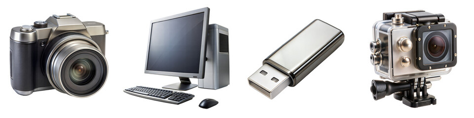 Fototapeta premium Collection of Modern Technology Gadgets and Devices Isolated