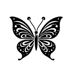 Different butterflies set. Vector illustration. Butterflies silhouette black background on white Background.