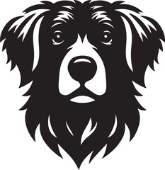 Dog head silhouette vector with white and black in a white background