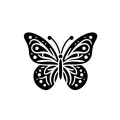 Different butterflies set. Vector illustration. Butterflies silhouette black background on white Background.