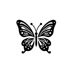 Different butterflies set. Vector illustration. Butterflies silhouette black background on white Background.