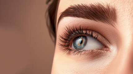 Fototapeta premium A detailed close-up of a blue eye, showcasing the vibrant iris, eyelashes, and surrounding skin, exuding a sense of intrigue and depth.