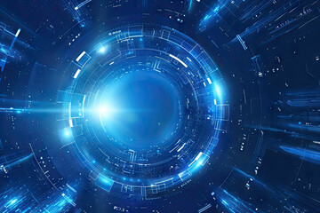 Fototapeta premium illustration of technology circle in the middle abstract background with blue color