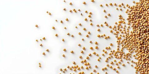 Floating Soybeans on White Background Professional Photo with Copy Space and Selective Focus. Concept Food Photography, Commercial Shoot, Creative Concept, Product Display, Minimalist Style