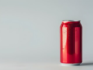 Obraz premium Vibrant Red Aluminum Soda Can on Plain Background