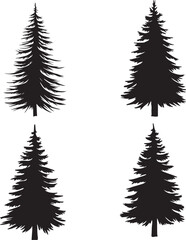 Winter Pine Tree Silhouette vector art style illustration design with white background