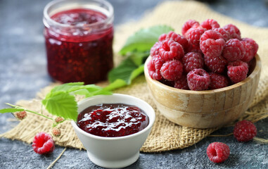 raspberry jam with fresh berries