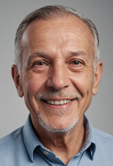 Obraz premium Portrait view of a regular happy smiling Albania old man, ultra realistic, candid, social media, avatar image, plain solid background