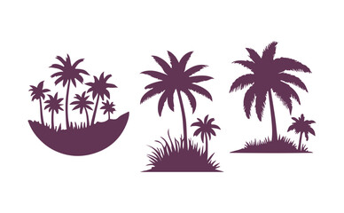 Palm Tree vector Palm tree silhouette Coconut tree vector silhouette symbols vector isolated on White background, Design of palm trees for posters, banners and promotional items. Vector illustration