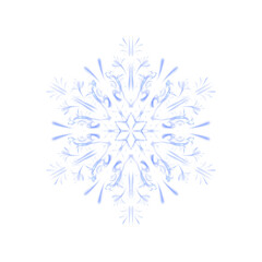 Blue glowing transparent snowflake, isolated. Merry Christmas and Happy New Year. Simple neon light. Shining winter, xmas lamp. Fluorescent, luminescent illumination. Png