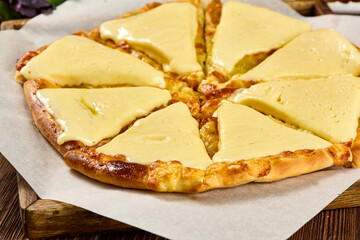 Traditional Imeretian Khachapuri with Melted Cheese Topping - Authentic Georgian Cuisine