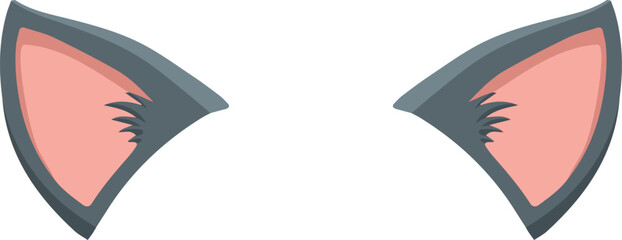 Illustration of gray cat ears. Vector.