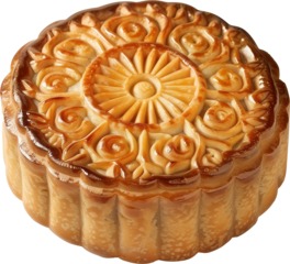 Close-up Chinese mooncake on Transparent Background