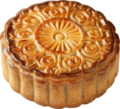 Close-up Chinese mooncake on Transparent Background