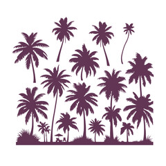 Palm Tree vector Palm tree silhouette Coconut tree vector silhouette symbols vector isolated on White background, Design of palm trees for posters, banners and promotional items. Vector illustration