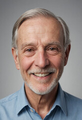 Obraz premium Portrait view of a regular happy smiling Canada old man, ultra realistic, candid, social media, avatar image, plain solid background