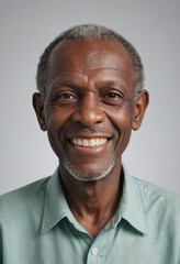 Obraz premium Portrait view of a regular happy smiling Grenada old man, ultra realistic, candid, social media, avatar image, plain solid background
