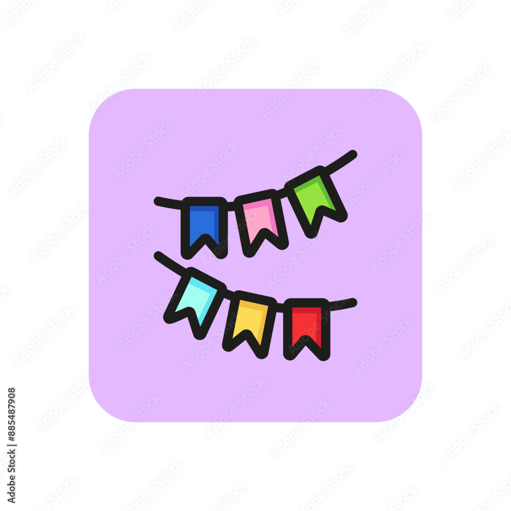 Poster christmas garland line icon. decoration, flag, anniversary. party concept. vector illustration can b