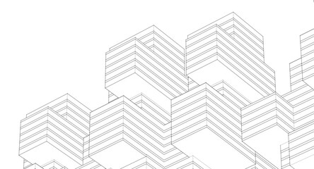abstract modular architecture 3d rendering	
