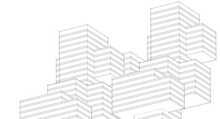 abstract modular architecture 3d rendering	
