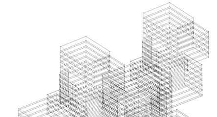 abstract modular architecture 3d rendering	
