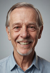 Obraz premium Portrait view of a regular happy smiling Australia old man, ultra realistic, candid, social media, avatar image, plain solid background