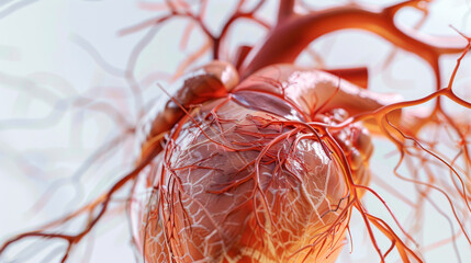 A detailed illustration of a human heart with visible veins and arteries, emphasizing the complexity of human anatomy.