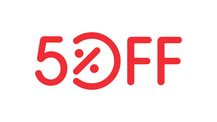 50 percent off symbol on white background. red 50 percent