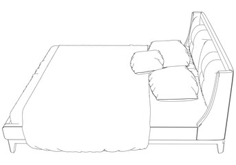 Vector Line Art of Bed. Simple and Elegant Design for Interior and Bedroom Inspiration