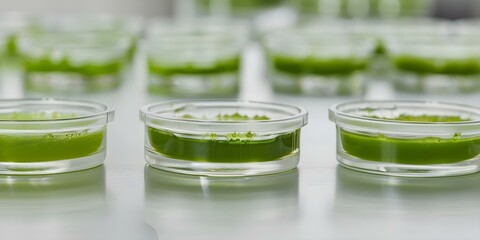 Cultivating Lab-Grown Meat on Petri Dishes with Algae as a Nutrient Source. Concept Lab-Grown Meat, Petri Dishes, Algae Nutrients, Sustainable Food, Meat Alternatives
