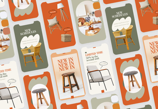 Modern Furniture Collection Advertisement Story Set Layout