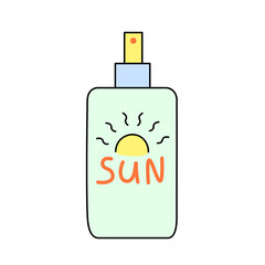 isolated colored icon sunscreen tube on the theme of summer and vacation. design for logo sticker print poster