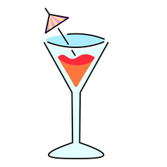 isolated colored cocktail glass icon on the theme of summer and vacation. design for logo sticker print poster