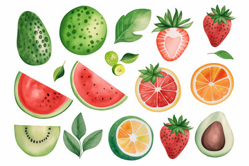 watercolor food clip art isolated on white background 