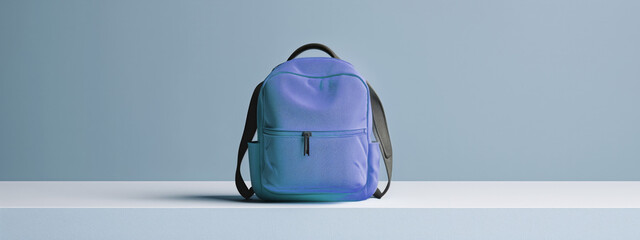 Backpack on a minimalist blue background