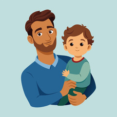 father and child color vector art