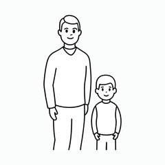 father and child vector line art