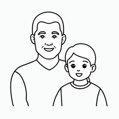 father and child vector line art