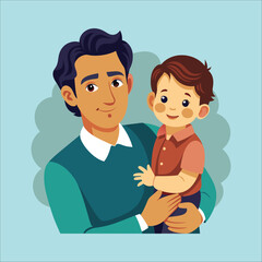 father and child color vector art