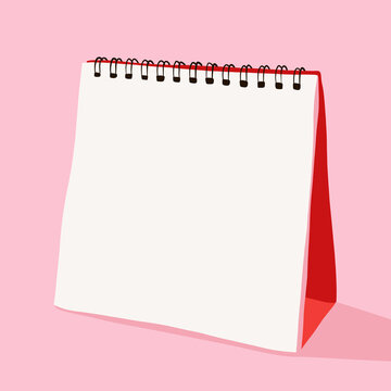 Blank Open Notebook with Ring Binder Isolated on Pink background. Mockup Template for Business Stationery, School, Schedule, Appointments Frontal View with Copy Space 