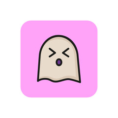 Sneezing ghost line icon. Suffering, tired, weary. Halloween concept. Vector illustration can be used for topics like negative emotion, boo, frightening