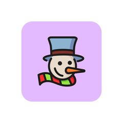 Snowman with scarf and hat line icon. Christmas, leisure, fun. Winter concept. Vector illustration can be used for topics like holiday, season, tradition