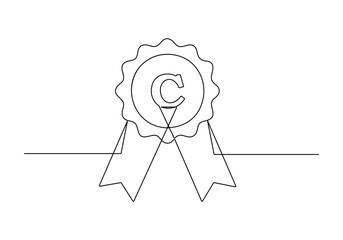 Award badge continuous one line drawing. Isolated on white background vector illustration. Pro vector