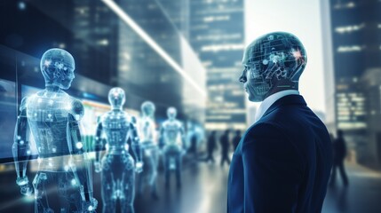 Fototapeta premium Artificial intelligence in humanoid head