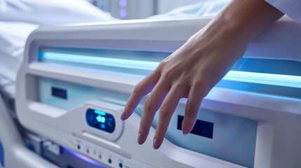 Comforting Care Nurse's Touch on Advanced Patient Bed Healthcare Technology and Compassion in Action