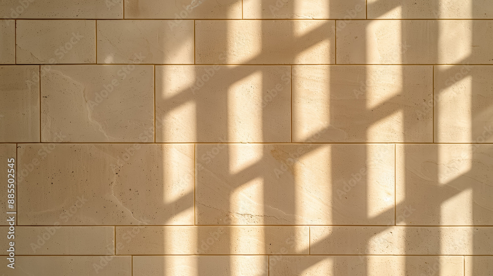 Canvas Prints Close up of a textured wall with light and shadow patterns contemporary architecture warm beige tones 