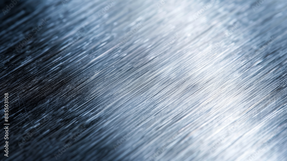 Poster Closeup of a brushed titanium plate with subtle scratches and a cool grey hue 