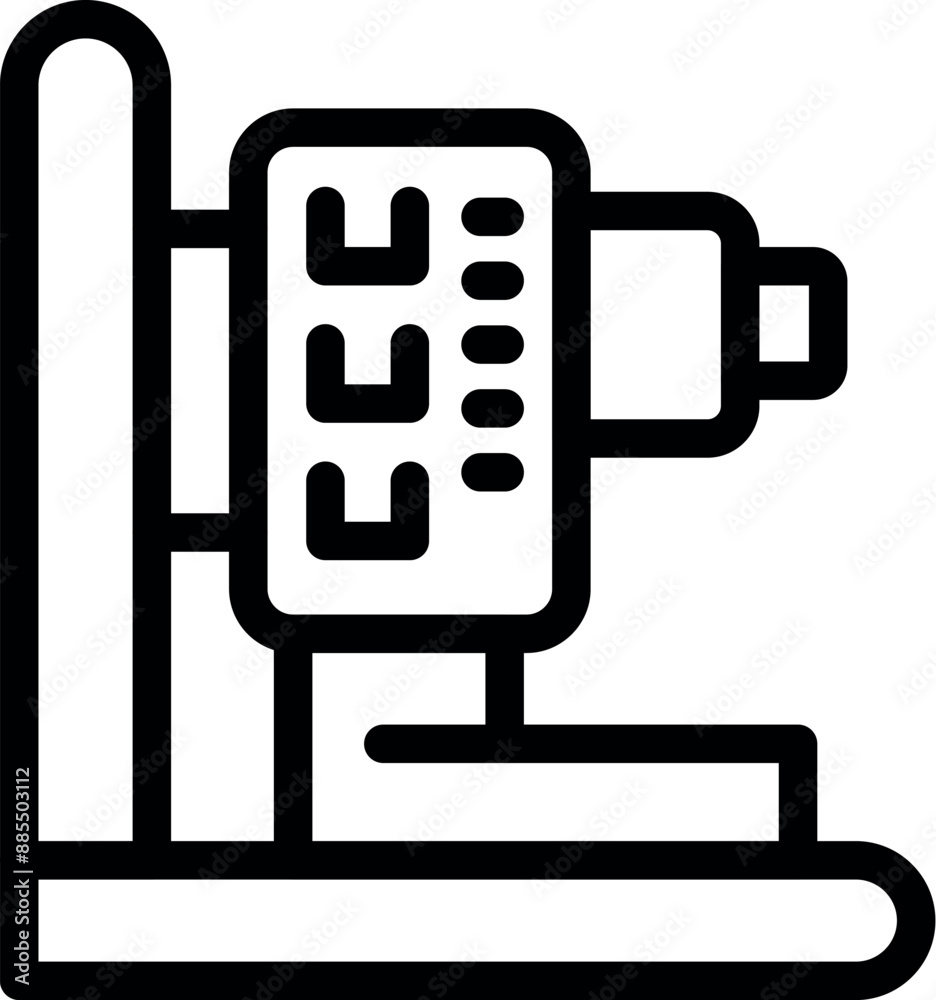 Poster cnc machine processing metal detail part icon. outline cnc machine processing metal detail part icon