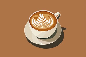 Beautiful latte art in girlish style, featuring various coffee drinks with milk...